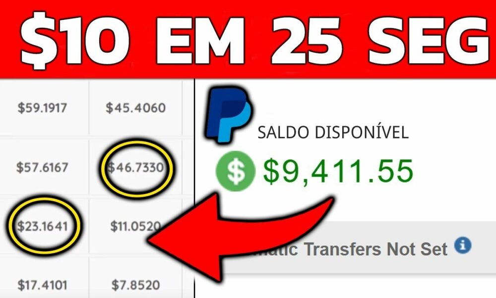 Ganhe $10 = A CADA 30 SEGUNDOS no Paypal de GRAÇA com esse método - Ganhar Dinheiro no Paypal