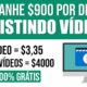 Ganhe $900 POR DIA Assistindo Vídeos no Youtube| 100 Vídeos =$4.025/Como Ganhar Dinheiro na Internet