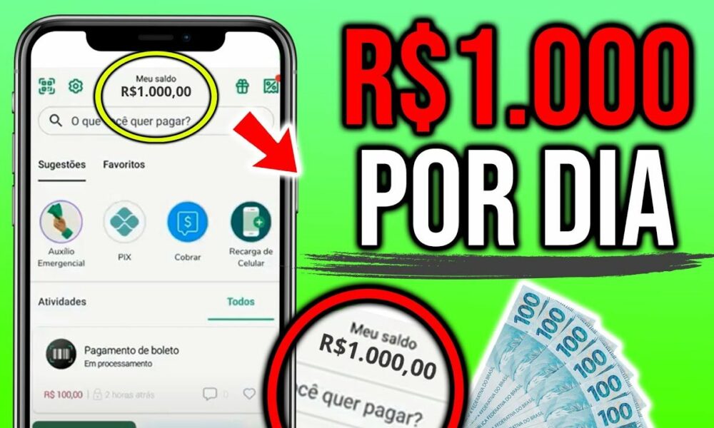 Como Ganhar R$1.000 Reais POR DIA no PIX - NOVO APP PAGANDO/ Como Ganhar Dinheiro na Internet