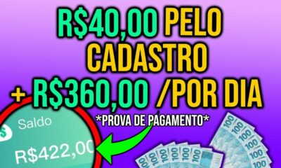 GANHE R$40 REAIS NO CADASTRO + R$360 POR DIA COM TAREFAS [VAZOU NOVO APP] Ganhar Dinheiro no Paypal