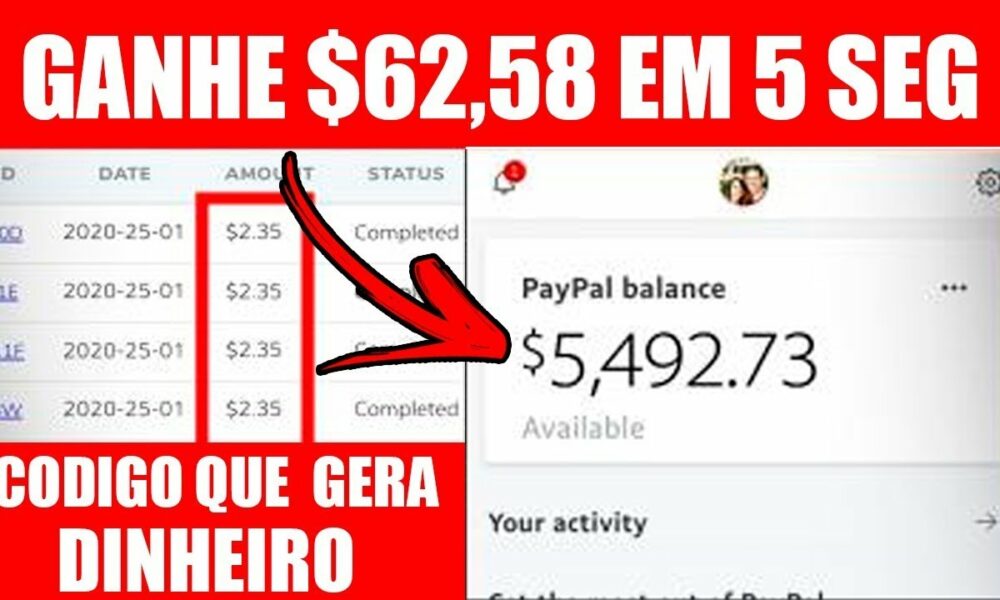 CÓDIGO DO PAYPAL GERA DINHEIRO AUTOMÁTICO [Ganhe $62,58 em 5 segundos] Como Ganhar Dinheiro Online