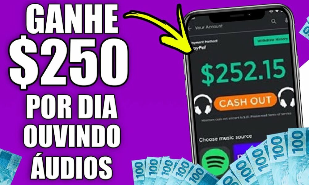 Ganhe $250,00 ouvindo AUDIO de GRAÇA [Prova de Pagamento]  Ganhar Dinheiro Online