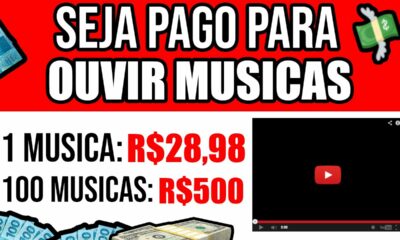 Ganhe R$26,98 POR CADA MÚSICA QUE VOCÊ OUVIR NO YOUTUBE (100 músicas = $520) Ganhar dinheiro online