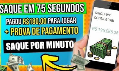 [SAQUE EM 75 SEG] ESSE APP PAGOU R$180,85 PARA JOGAR +Prova de Pagamento🤑Ganhar Dinheiro na Internet