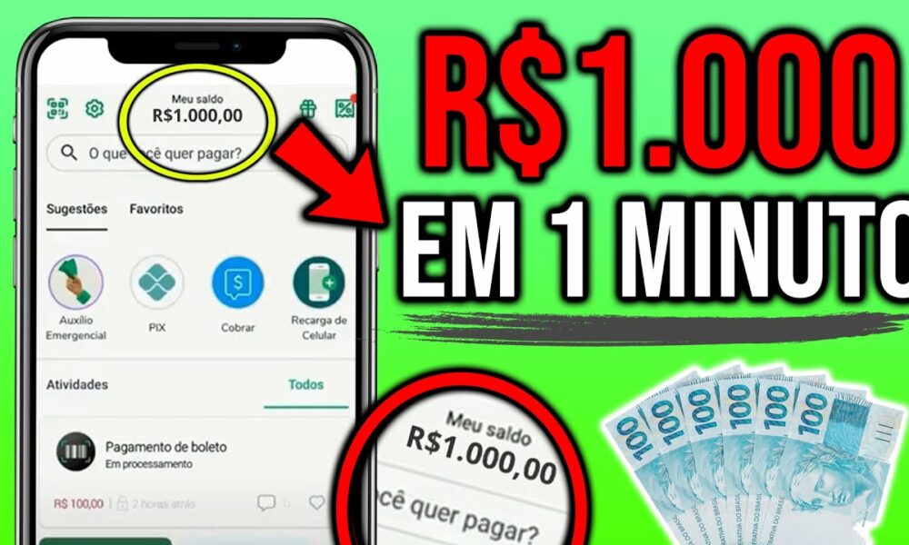 Como Ganhar R$1.500 Reais em 1 MINUTO no PIX - NOVO APP PAGANDO/ Como Ganhar Dinheiro na Internet